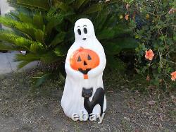 Halloween 34 Lighted Blow Mold Ghost with Black Cat, Pumpkin Vintage