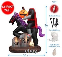 Halloween Air Blown Inflatable Yard Decoration Headless Horseman Pumpkin & Skull