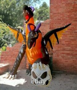 Halloween Airblown Inflatable Gemmy 7 Ft Two Headed Dragon Flaming Mouth