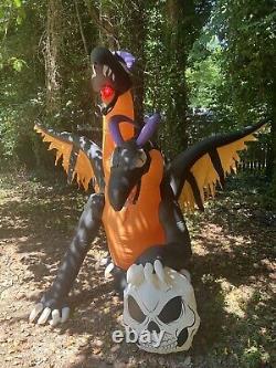 Halloween Airblown Inflatable Gemmy 7 Ft Two Headed Dragon Flaming Mouth