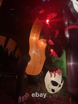 Halloween Airblown Inflatable Gemmy 7 Ft Two Headed Dragon Flaming Mouth