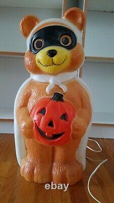Halloween Empire Plastics Lighted Blow Mold Bear Masked Bandit with Pumpkin 24