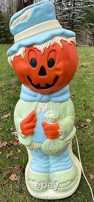 Halloween Empire VTG Pumpkin Head Scarecrow Trick Or Treat 33 Blow Mold withLight