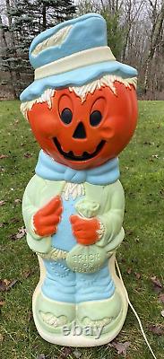 Halloween Empire VTG Pumpkin Head Scarecrow Trick Or Treat 33 Blow Mold withLight