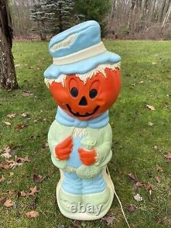 Halloween Empire VTG Pumpkin Head Scarecrow Trick Or Treat 33 Blow Mold withLight