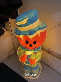 Halloween Empire VTG Pumpkin Head Scarecrow Trick Or Treat 33 Blow Mold withLight