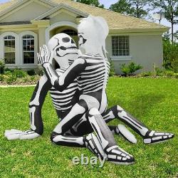 Halloween Ghostly Skeleton Bride/groom Led Inflatable Airblown Grave Yard Decor