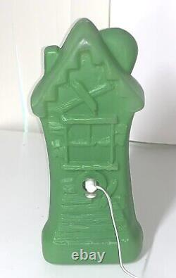 Halloween Haunted House Mansion 16 Inch Vtg 1970 Green Blow Mold Lighted