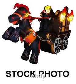 Halloween Horse Spooky Skeletal Carriage 12' Yard Inflatable Decoration (Used)