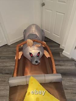 Halloween Inflatable Animated Rat In Trap Gemmy