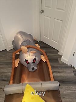 Halloween Inflatable Animated Rat In Trap Gemmy