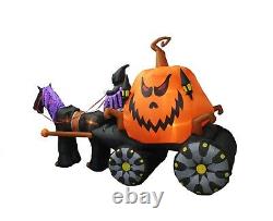 Halloween Inflatable Grim Reaper Drives Pumpkin Carriage Horse Yard Decoration