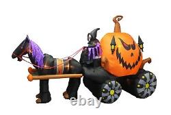 Halloween Inflatable Grim Reaper Drives Pumpkin Carriage Horse Yard Decoration