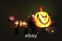 Halloween Inflatable Grim Reaper Drives Pumpkin Carriage Horse Yard Decoration