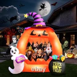 Halloween Inflatables 6FT Pumpkin Photo Frame with White Ghost and Candy Blow