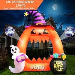 Halloween Inflatables 6FT Pumpkin Photo Frame with White Ghost and Candy Blow