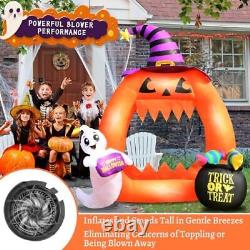 Halloween Inflatables 6FT Pumpkin Photo Frame with White Ghost and Candy Blow