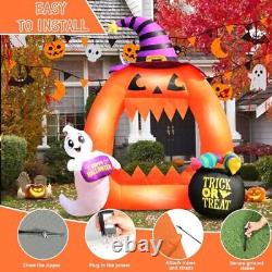 Halloween Inflatables 6FT Pumpkin Photo Frame with White Ghost and Candy Blow