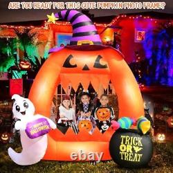 Halloween Inflatables 6FT Pumpkin Photo Frame with White Ghost and Candy Blow