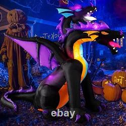 Halloween Inflatables 7 FT Giant Fire & Ice 2 Headed Dragon Outdoor Halloween