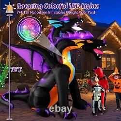 Halloween Inflatables 7 FT Giant Fire & Ice 2 Headed Dragon Outdoor Halloween