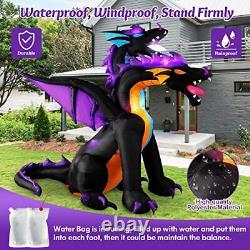 Halloween Inflatables 7 FT Giant Fire & Ice 2 Headed Dragon Outdoor Halloween