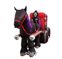 Halloween Self-Inflatable Carriage with Huge Skull Outdoor Decoration Includes L