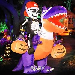 Halloween Skeleton Knight Ride Dinosaur Dino Airblown Inflatable Decor BlowUp