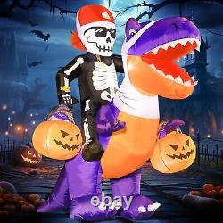 Halloween Skeleton Knight Ride Dinosaur Dino Airblown Inflatable Decor BlowUp