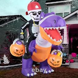 Halloween Skeleton Knight Ride Dinosaur Dino Airblown Inflatable Decor BlowUp