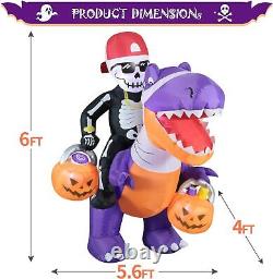 Halloween Skeleton Knight Ride Dinosaur Dino Airblown Inflatable Decor BlowUp