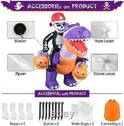 Halloween Skeleton Knight Ride Dinosaur Dino Airblown Inflatable Decor BlowUp