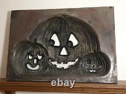 Halloween Trio Of Pumpkins Blow Mold Production Paint Mask Don Featherstone RARE