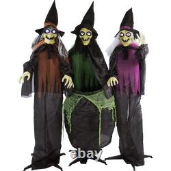 Haunted Hill Farm Life-Size Scary Talking 3 Witches with Cauldron Halloween Haunted Hill Farm Life-Size Scary Talking 3 Witches with Cauldron Halloween