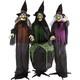 Haunted Hill Farm Life-size Scary Talking 3 Witches With Cauldron Halloween
