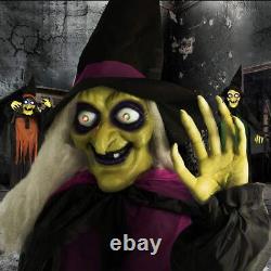 Haunted Hill Farm Life-Size Scary Talking 3 Witches with Cauldron Halloween Haunted Hill Farm Life-Size Scary Talking 3 Witches with Cauldron Halloween