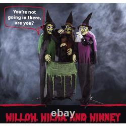 Haunted Hill Farm Life-Size Scary Talking 3 Witches with Cauldron Halloween Haunted Hill Farm Life-Size Scary Talking 3 Witches with Cauldron Halloween