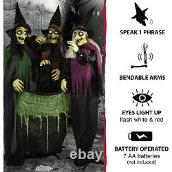 Haunted Hill Farm Life-Size Scary Talking 3 Witches with Cauldron Halloween Haunted Hill Farm Life-Size Scary Talking 3 Witches with Cauldron Halloween