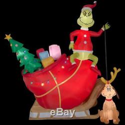 Holiday 12 ft. Pre-Lit Inflatable Grinch and Max in Sleigh Colossal Airblown