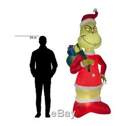 Holiday 8 ft Inflatable Grinch in Santa Suit NEW Sack Decoration, XMAS, Blow-up
