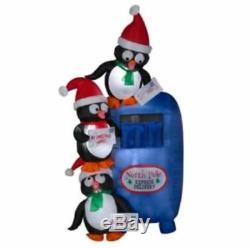 Holiday Lighted 6FT PENGUIN Christmas MAILBOX Air Blown Yard Decoration New