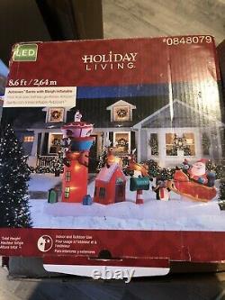 Holiday Living Inflatable Airblown Santa With Sleigh Inflatable Rare Htf Gemmy