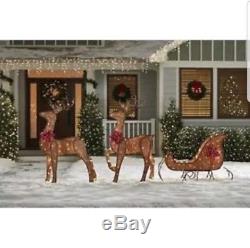 Holiday Living Lighted Deer with Sled 3 Pieces Indoor/Outdoor Use Christmas