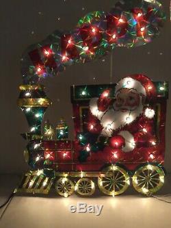 Holographic Christmas Train Santa Decoration 6 Feet Lights Yard Outdoor