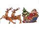 Holographic Santa In Sleigh 2 Reindeer Prelit Outdoor Holiday Lighting Twinkle