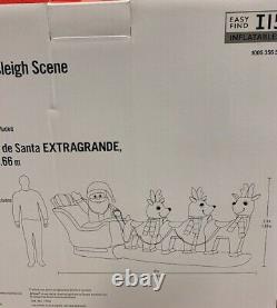 Home Accents 12' LED Giant Santa & Reindeer Sleigh Scene Christmas Inflatable