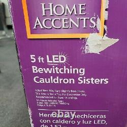 Home Accents 5ft LED Bewitching Cauldron Sisters