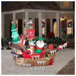 Home Accents Holiday 8 foot Inflatable Giant Christmas Pirate Ship Scene