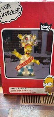 Homer Simpson Lighted flat Christmas Lawn Ornament. NWOT Video Can Be Provided