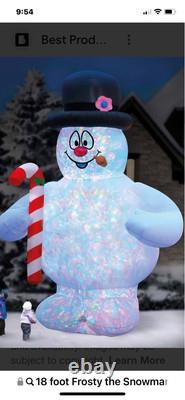 Huge Frosty The Snowman 18 Foot Inflatable With 2 Kaleidoscope Light & Led